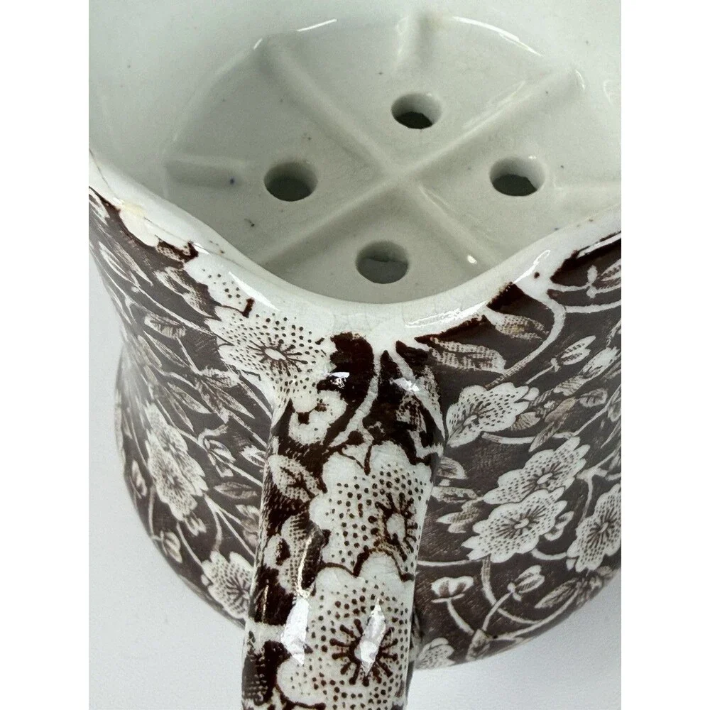 Vintage Crownford China Calico Brown Shaving Scuttle Mug Staffordshire England